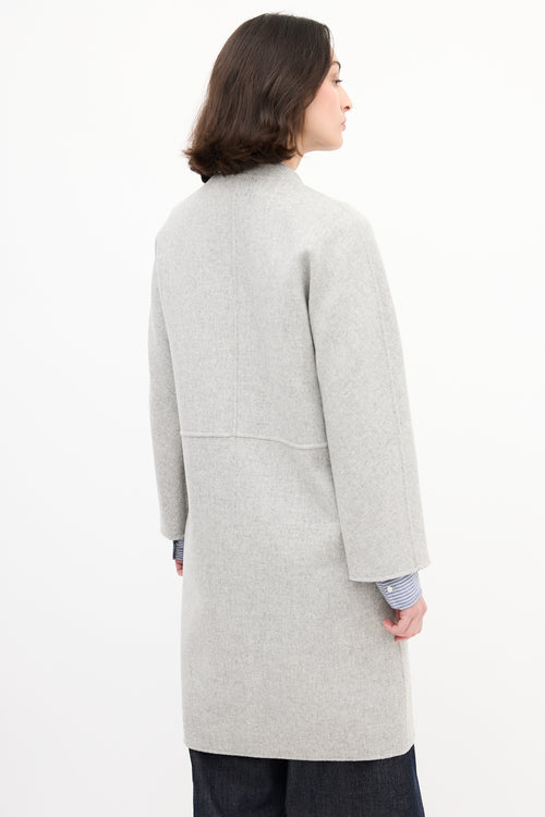 Max Mara Weekend Navy 
Heather Grey Wool Reversible Coat