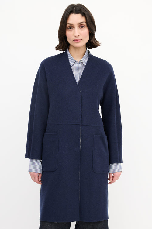 Max Mara Weekend Navy 
Heather Grey Wool Reversible Coat