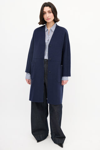 Max Mara Weekend Navy 
Heather Grey Wool Reversible Coat