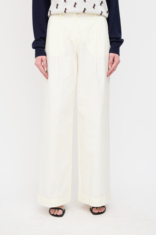 Sportmax Cream Wide Leg Trouser