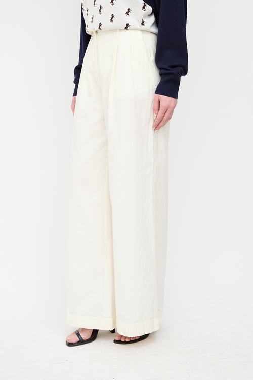 Sportmax Cream Wide Leg Trouser