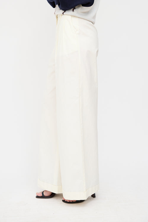 Sportmax Cream Wide Leg Trouser