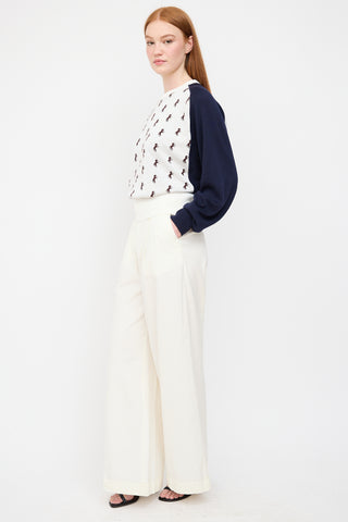 Sportmax Cream Wide Leg Trouser