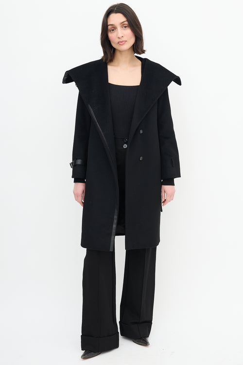 Max Mara Black Belted Wrap Coat