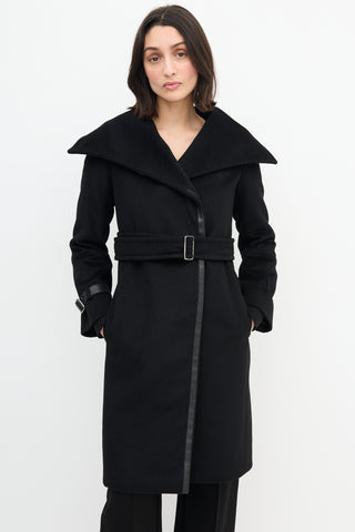 Max Mara Black Belted Wrap Coat