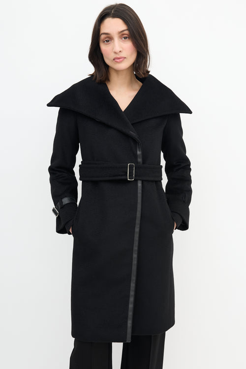 Max Mara Black Belted Wrap Coat