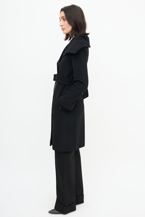 Max Mara Black Belted Wrap Coat