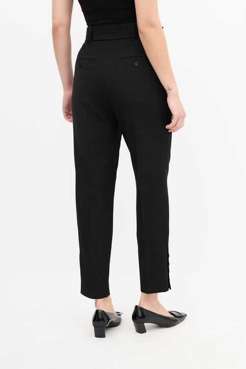 Max Mara Black Wool Belted High Waist Trouser