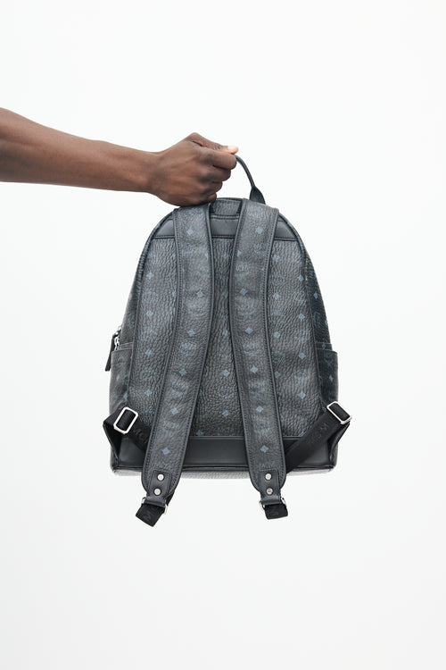 MCM Black Visetos Coated Canvas Stark Backpack