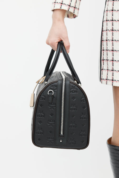 MCM Black Embossed Logo Bag