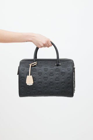 MCM Black Embossed Logo Bag