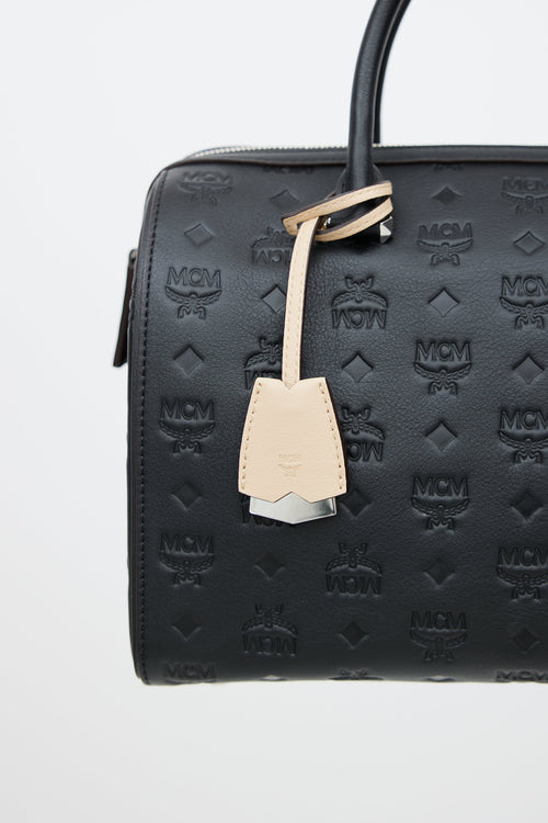 MCM Black Embossed Logo Bag