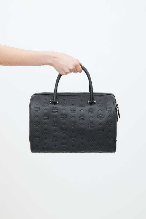 MCM Black Embossed Logo Bag