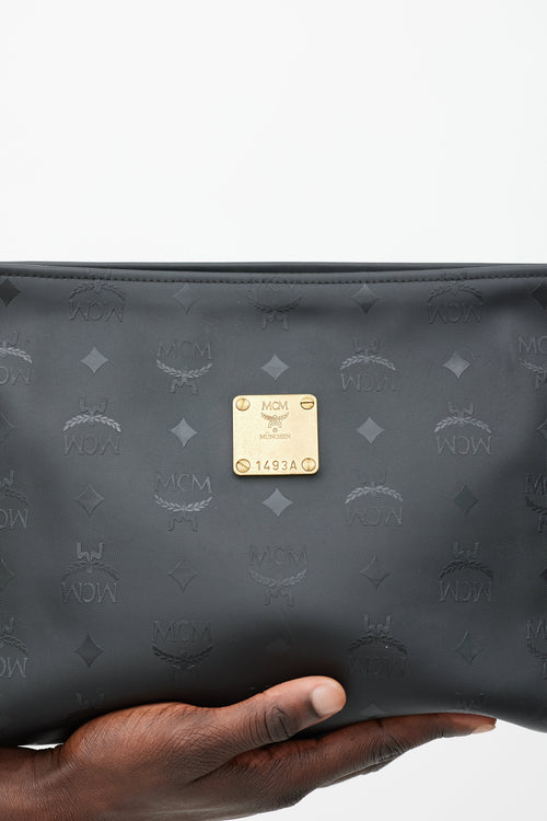 MCM Black Monogram Nylon Pouch