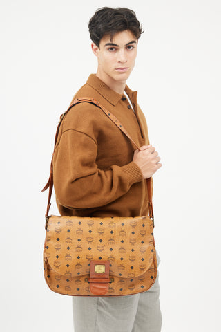 MCM Brown Visetos Messenger Bag