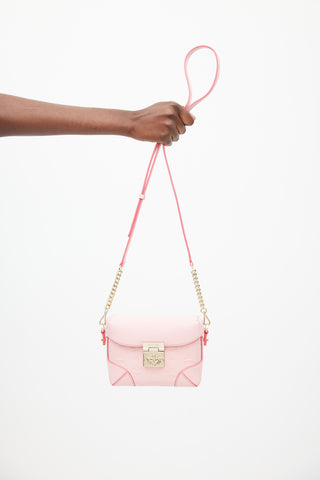 MCM Pink Leather Monogram Berlin Chain Bag