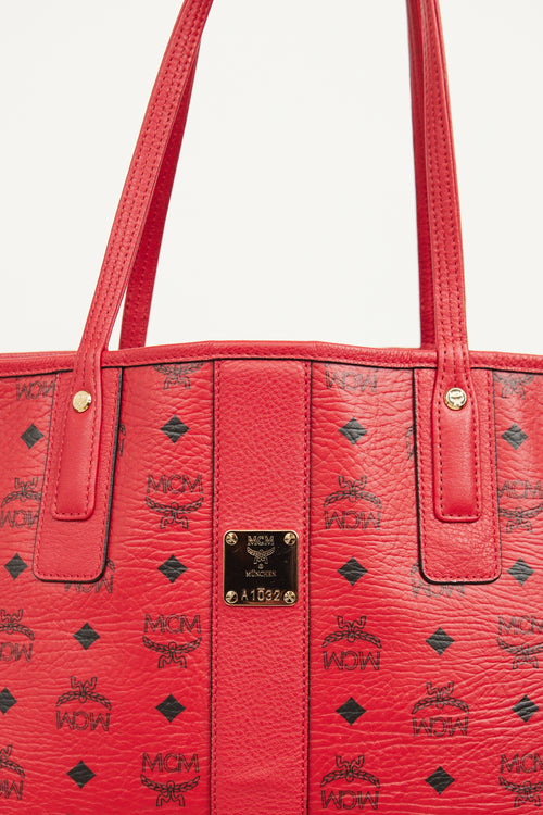 MCM Red Monogram Liz Reversible Tote Bag