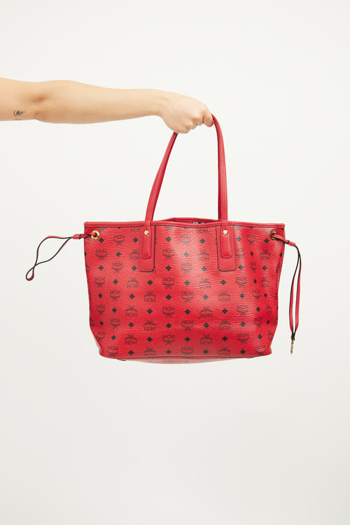 MCM Red Monogram Liz Reversible Tote Bag