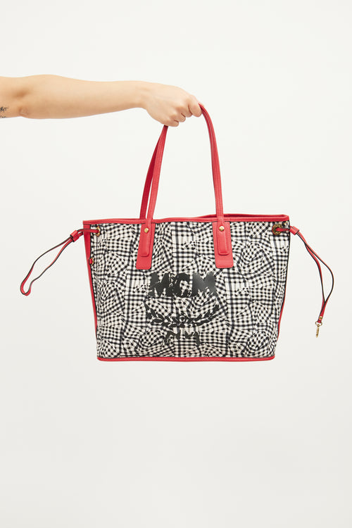 MCM Red Monogram Liz Reversible Tote Bag