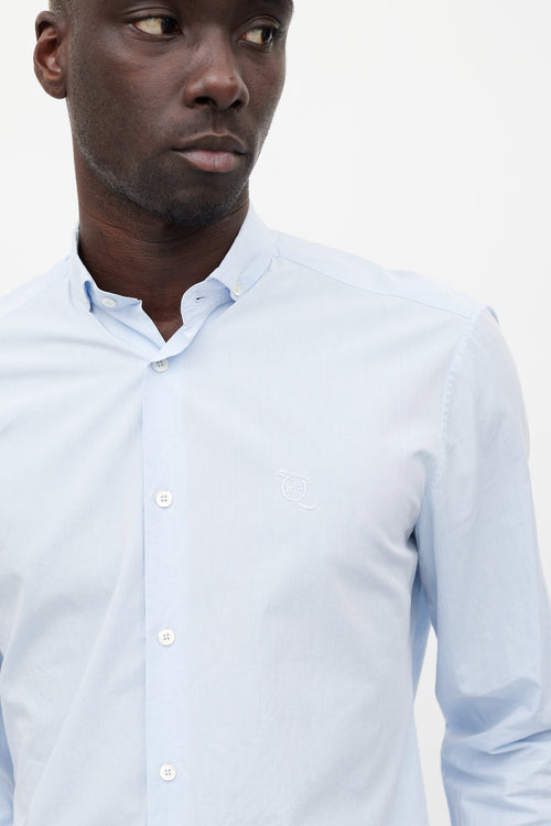 MCQ Light Blue Embroidered Logo Shirt