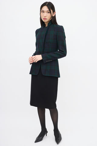 Alexander McQueen McQ Green 
Navy Wool Asymmetric Blazer