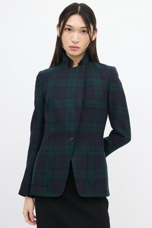 Alexander McQueen McQ Green 
Navy Wool Asymmetric Blazer