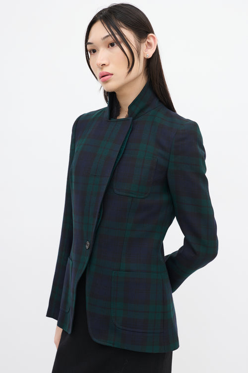 Alexander McQueen McQ Green 
Navy Wool Asymmetric Blazer