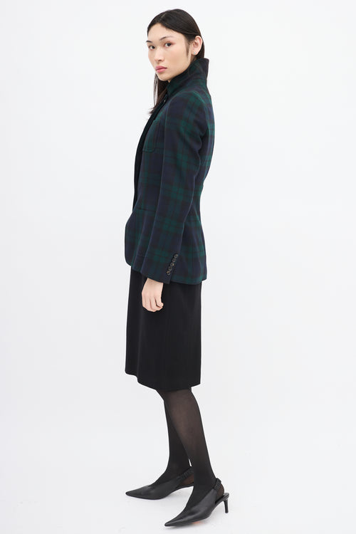 Alexander McQueen McQ Green 
Navy Wool Asymmetric Blazer