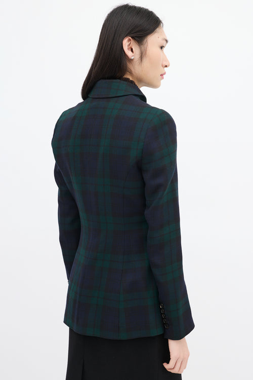 Alexander McQueen McQ Green 
Navy Wool Asymmetric Blazer