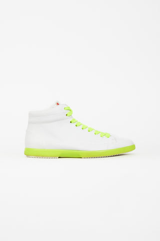 Prada White 
Neon High Top Sneaker