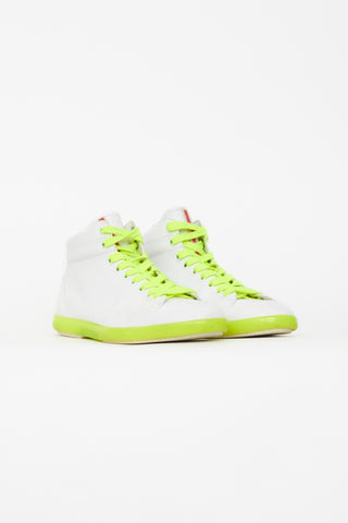 Prada White 
Neon High Top Sneaker