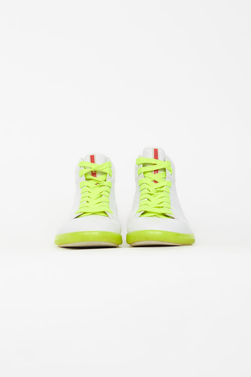 Prada White 
Neon High Top Sneaker