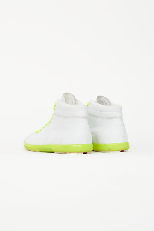 Prada White 
Neon High Top Sneaker