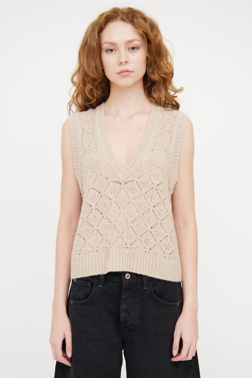 ME+EM Beige Wool Knit Vest