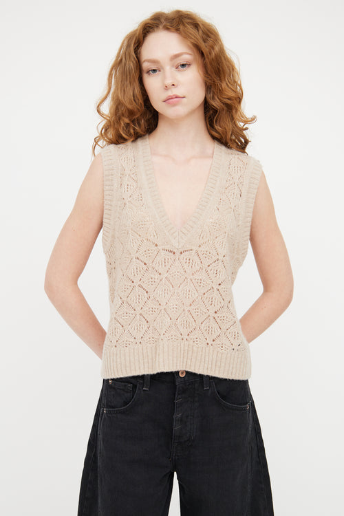 ME+EM Beige Wool Knit Vest