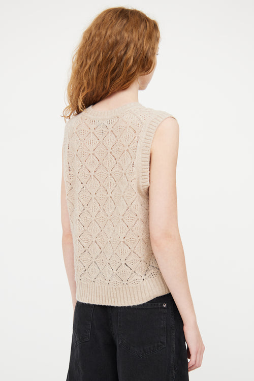 ME+EM Beige Wool Knit Vest