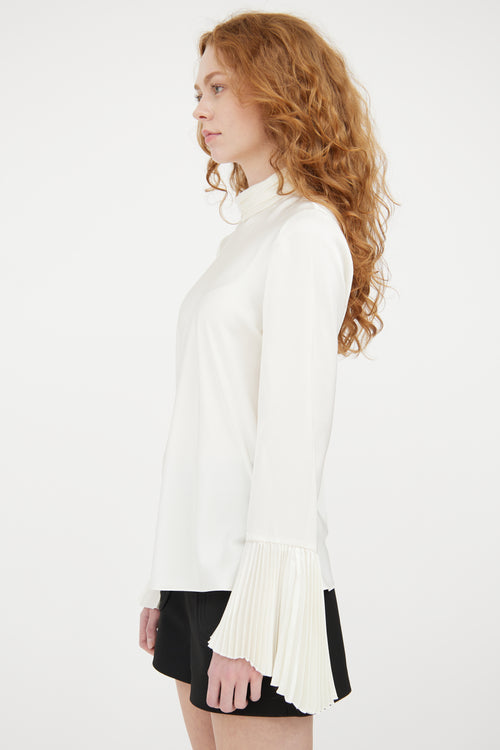 ME+EM Cream Satin Pleated Top