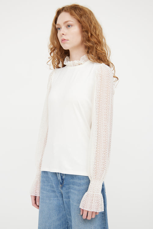 ME+EM White Ruffled Lace Top