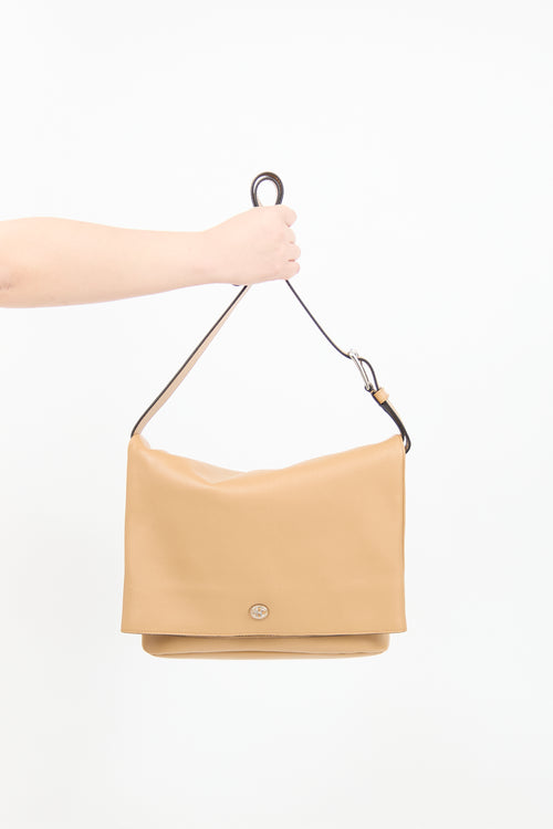 Michael Kors Beige Leather Gloria Messenger Bag