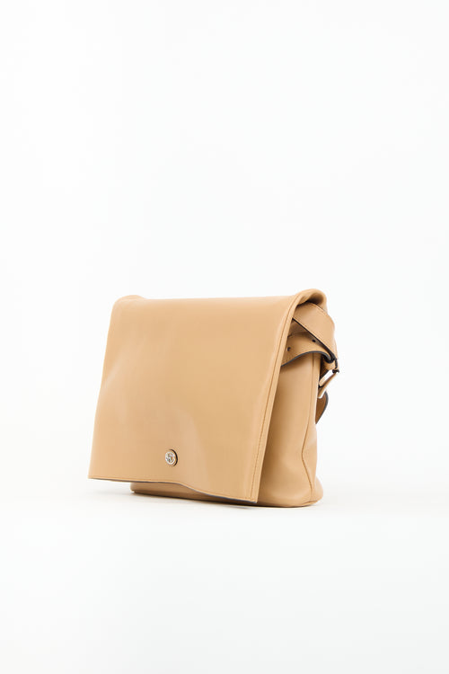 Michael Kors Beige Leather Gloria Messenger Bag