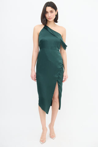 Michelle Mason Green Silk Asymmetrical Dress