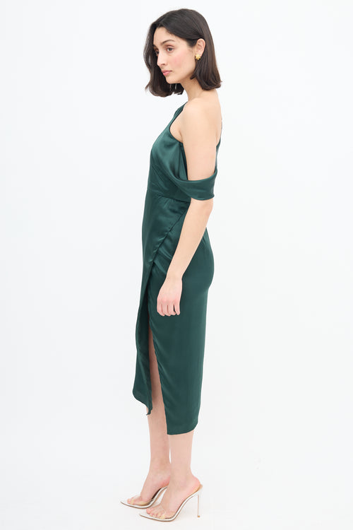 Michelle Mason Green Silk Asymmetrical Dress