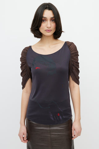 Chloé Black 
Brown Sheer Top