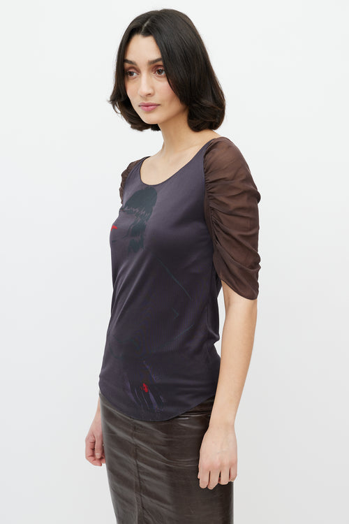 Chloé Black 
Brown Sheer Top