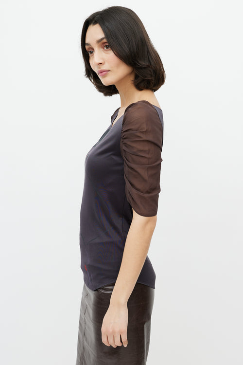 Chloé Black 
Brown Sheer Top