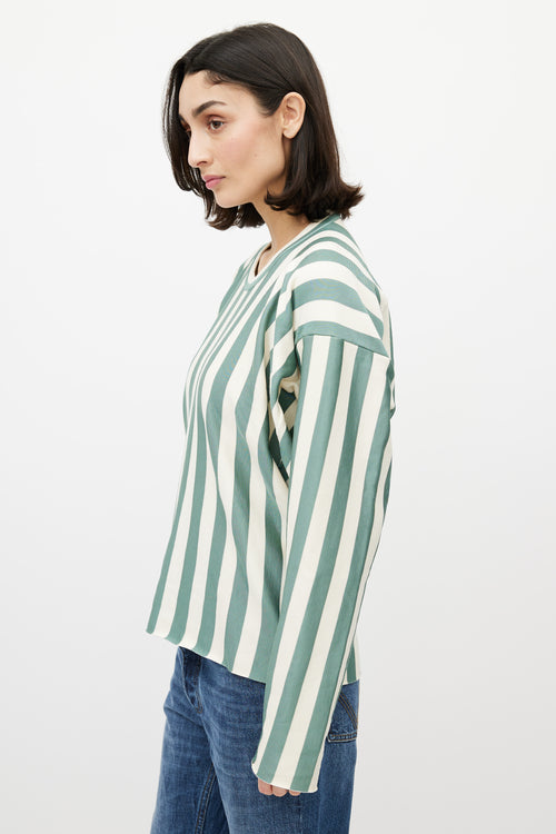 Celine Sage Green 
Cream Stripe Top