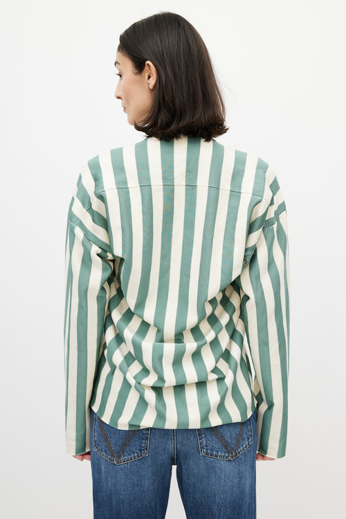 Celine Sage Green 
Cream Stripe Top