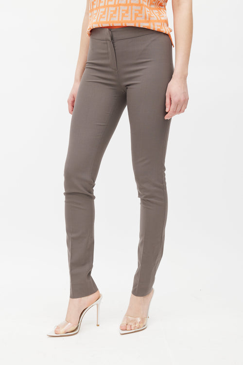 Fendi Taupe Wool Skinny Trouser