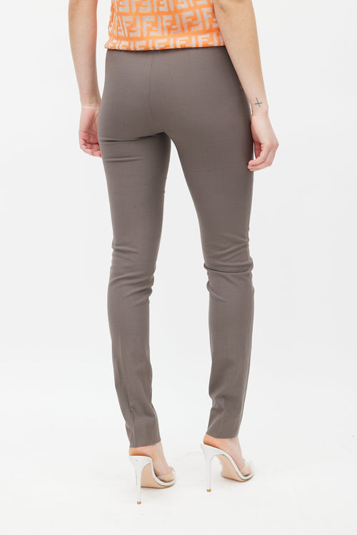 Fendi Taupe Wool Skinny Trouser