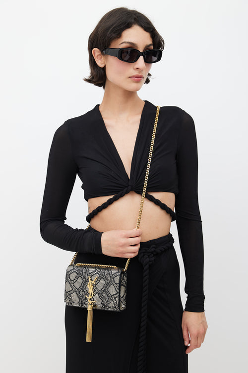 Saint Laurent Black 
Multicolour Print Kate Crossbody Bag